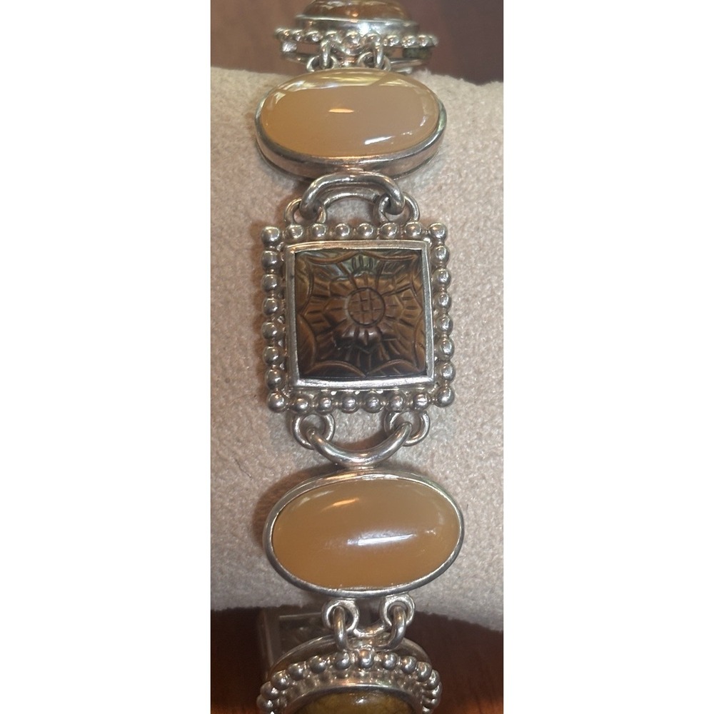 WHITNEY KELLY WK Sterling Silver Tiger's Eye Multi Stone Toggle Bracelet